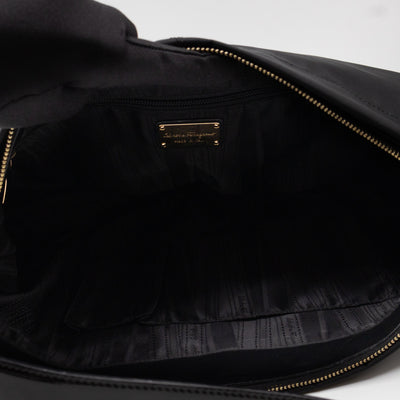 Shoulder Bag Black Nylon & Patent Leather
