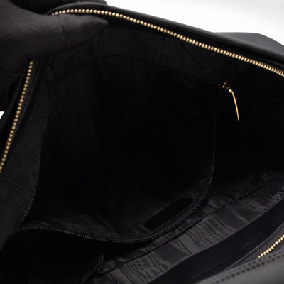 Shoulder Bag Black Nylon & Patent Leather