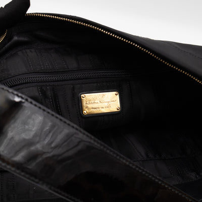 Shoulder Bag Black Nylon & Patent Leather