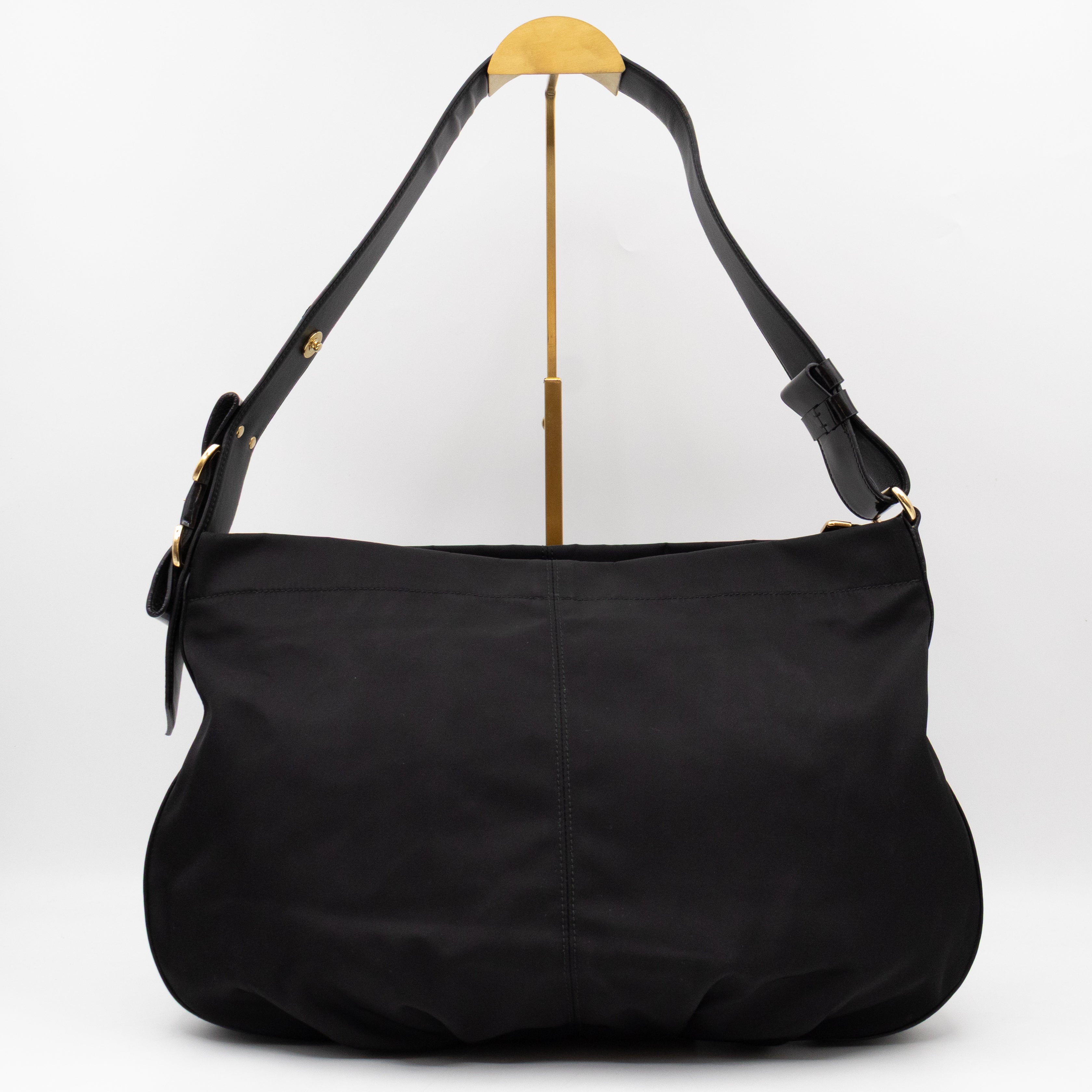 Shoulder Bag Black Nylon & Patent Leather