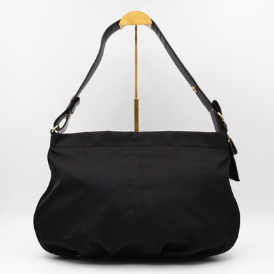 Shoulder Bag Black Nylon & Patent Leather