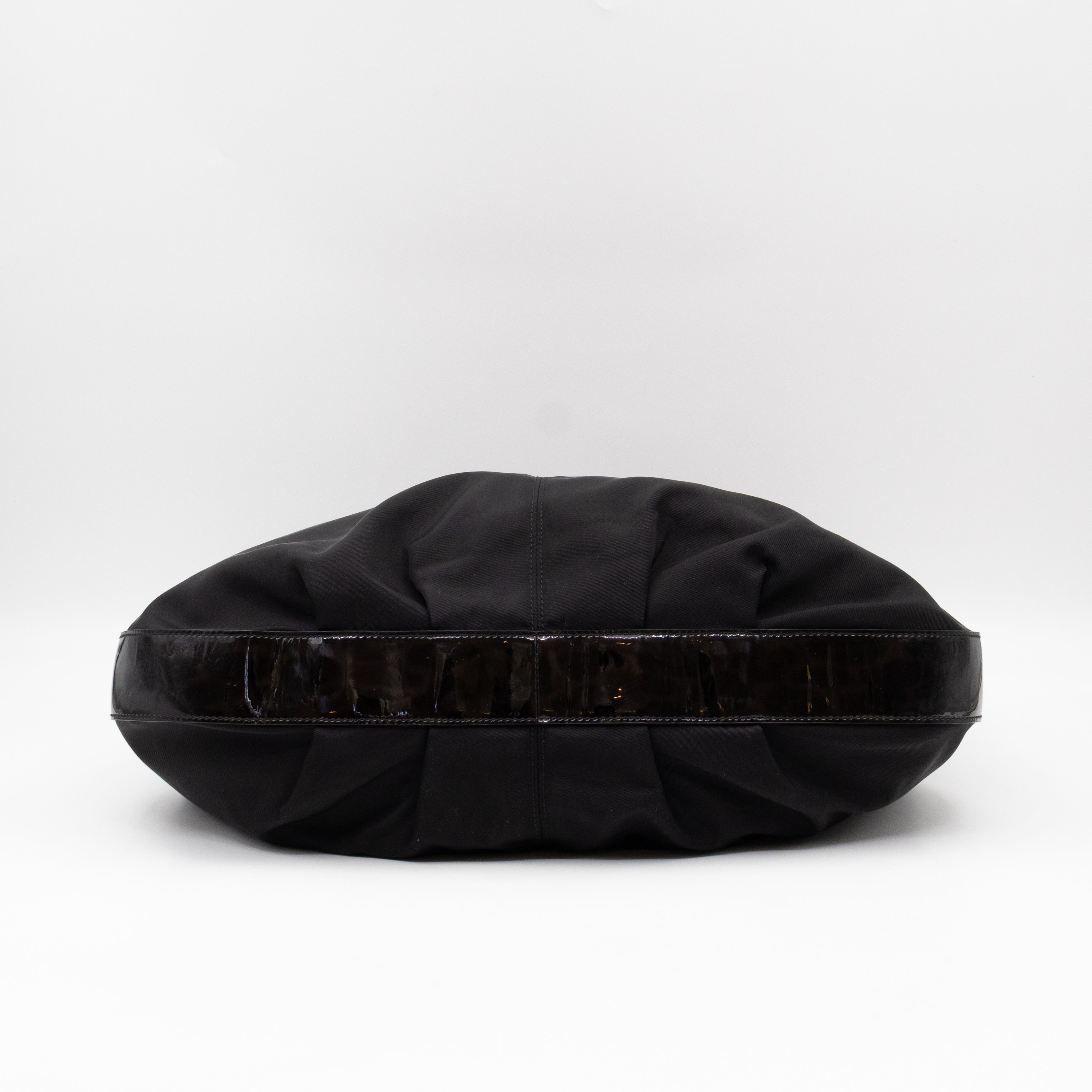Shoulder Bag Black Nylon & Patent Leather