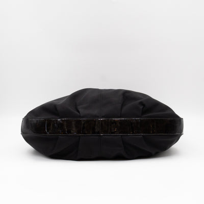 Shoulder Bag Black Nylon & Patent Leather