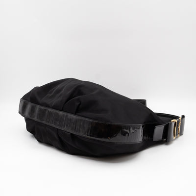 Shoulder Bag Black Nylon & Patent Leather