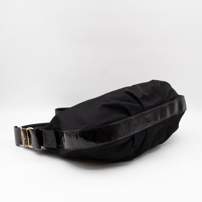 Shoulder Bag Black Nylon & Patent Leather