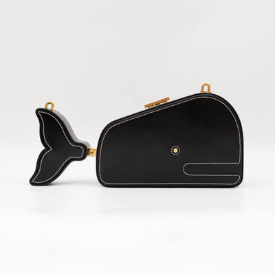 Whale Icon Clutch Bag Black Calfskin