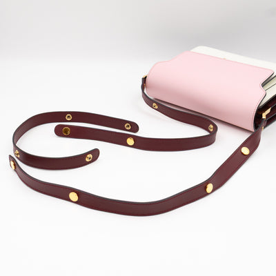 Trunk Bag Mini Pink White & Burgundy Saffiano Leather