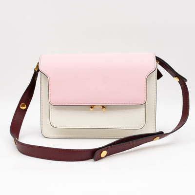 Trunk Bag Mini Pink White & Burgundy Saffiano Leather