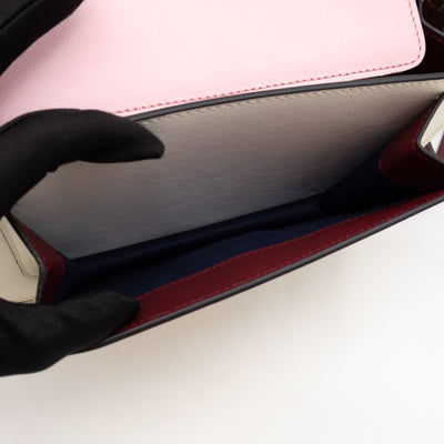 Trunk Bag Mini Pink White & Burgundy Saffiano Leather