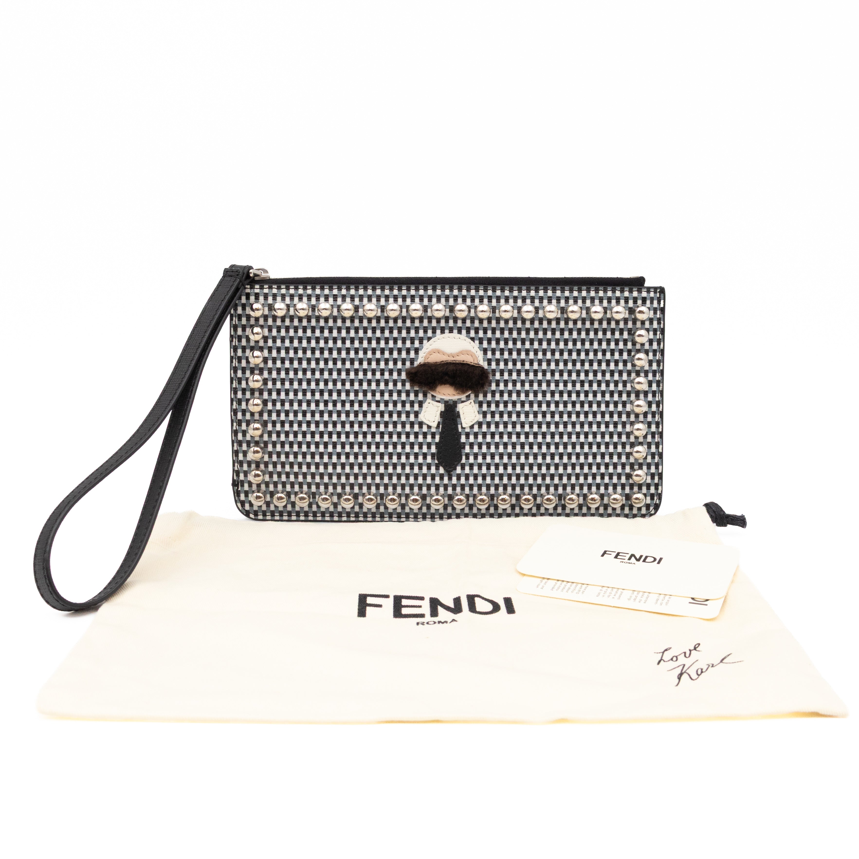 Karlito Wrist Pouch Studded Black White Check