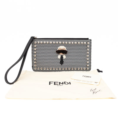 Karlito Wrist Pouch Studded Black White Check