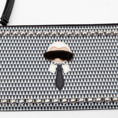 Karlito Wrist Pouch Studded Black White Check