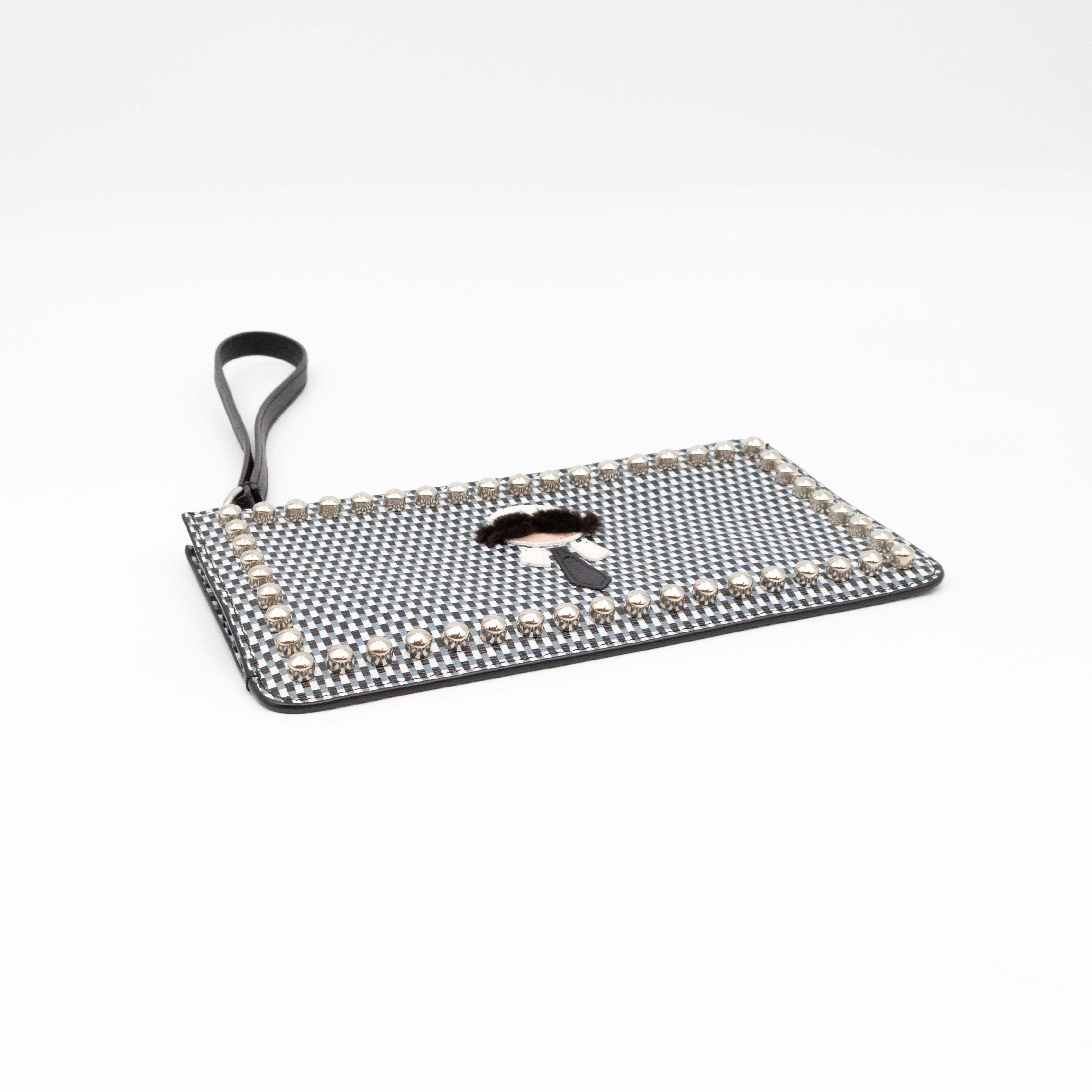 Karlito Wrist Pouch Studded Black White Check