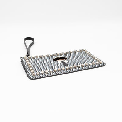 Karlito Wrist Pouch Studded Black White Check