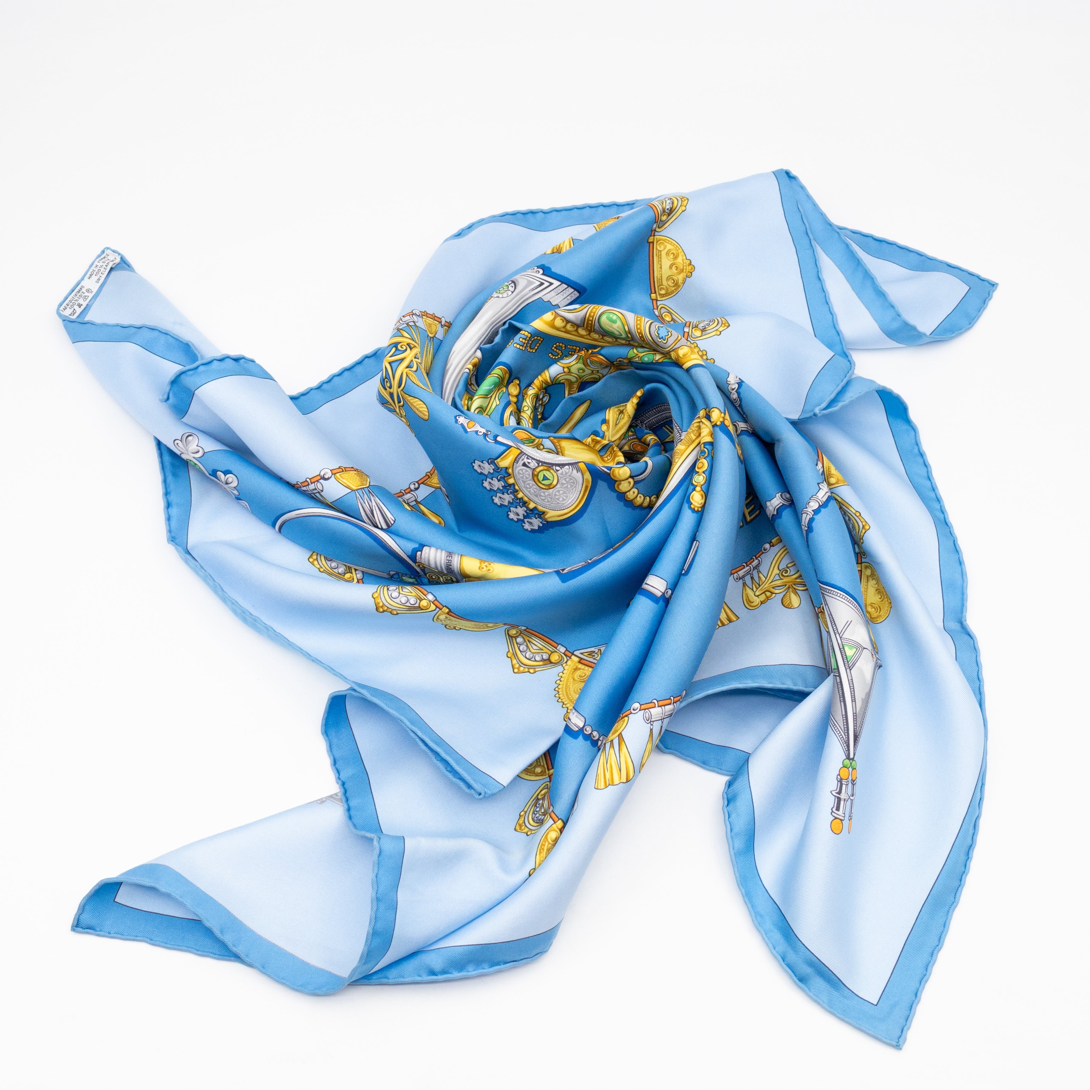 Silk Scarf 90 Parures Des Sables Blue