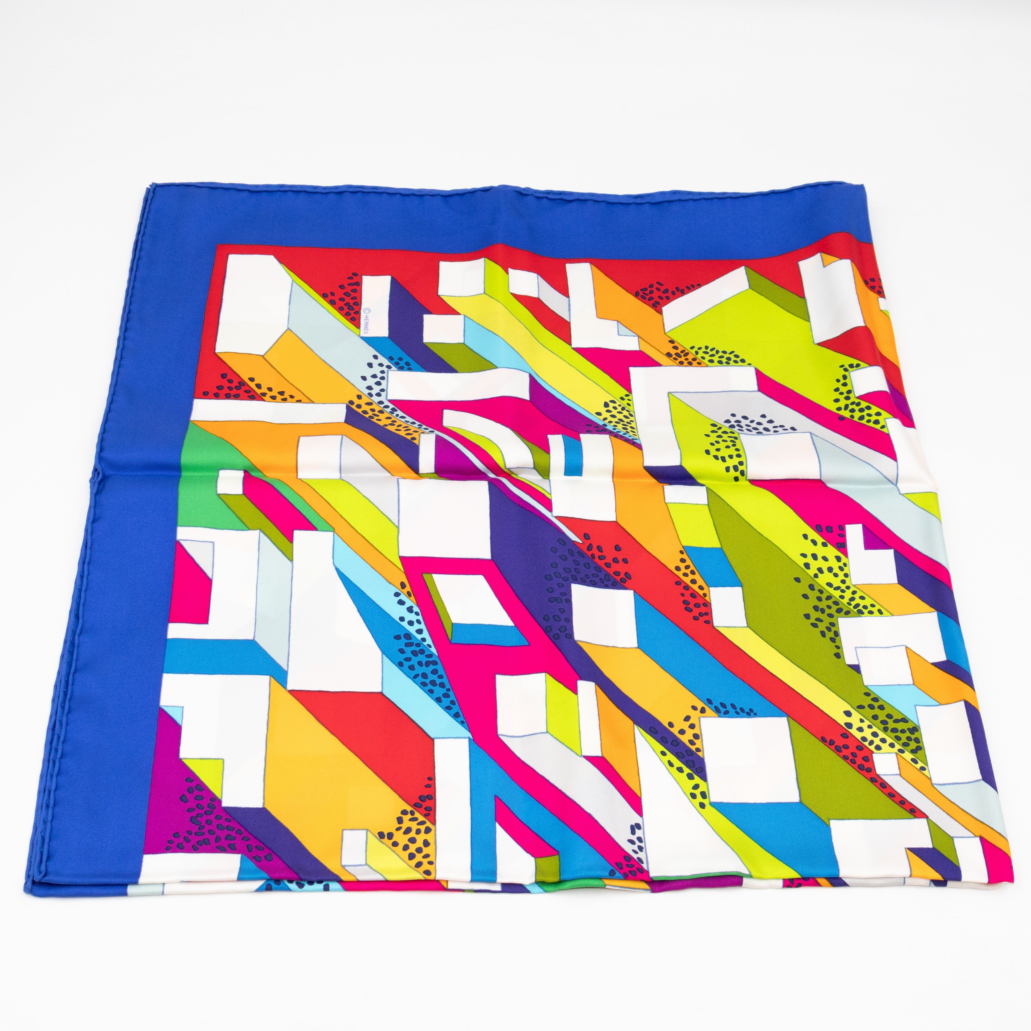 Silk Scarf 90 On A Summer Day Blue