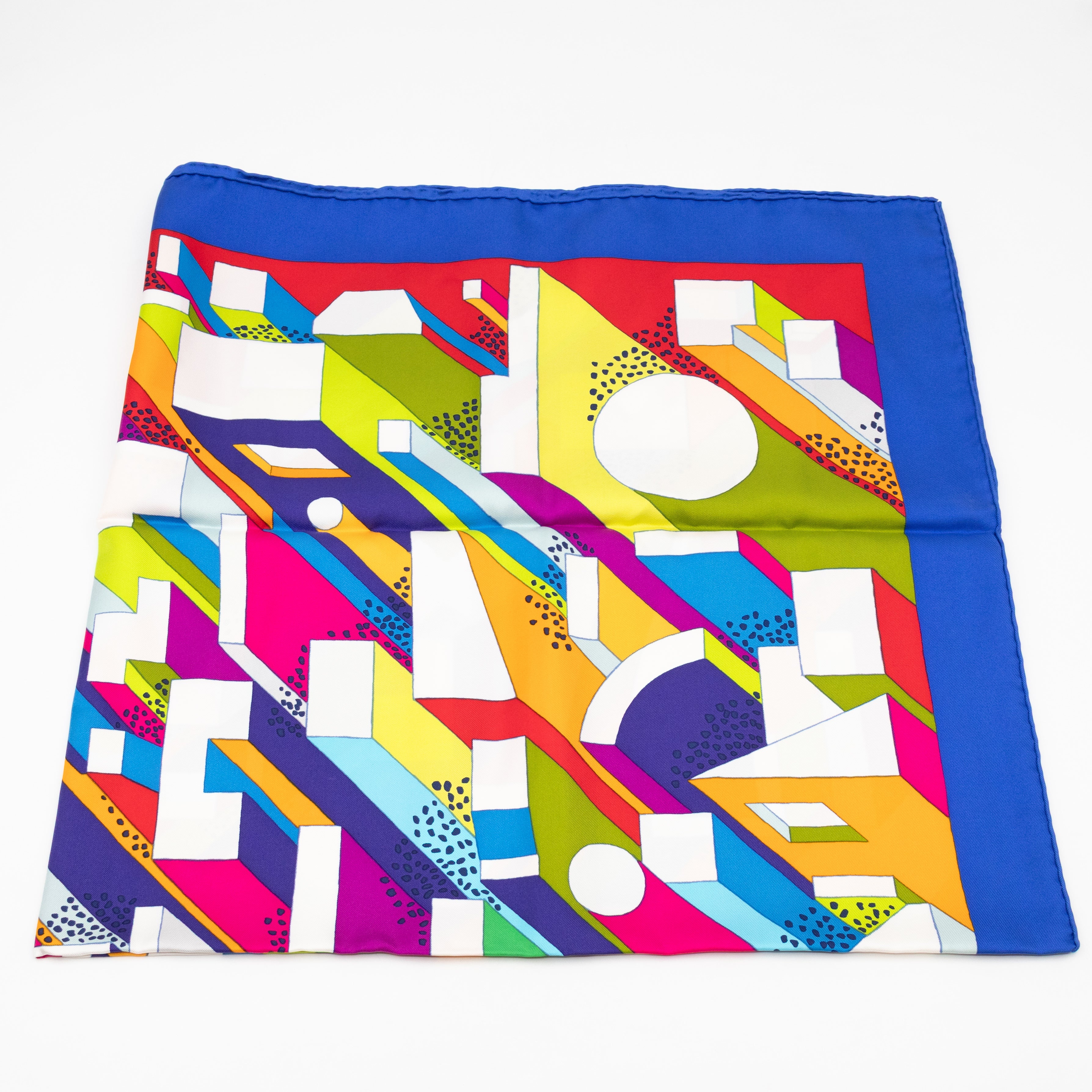 Silk Scarf 90 On A Summer Day Blue