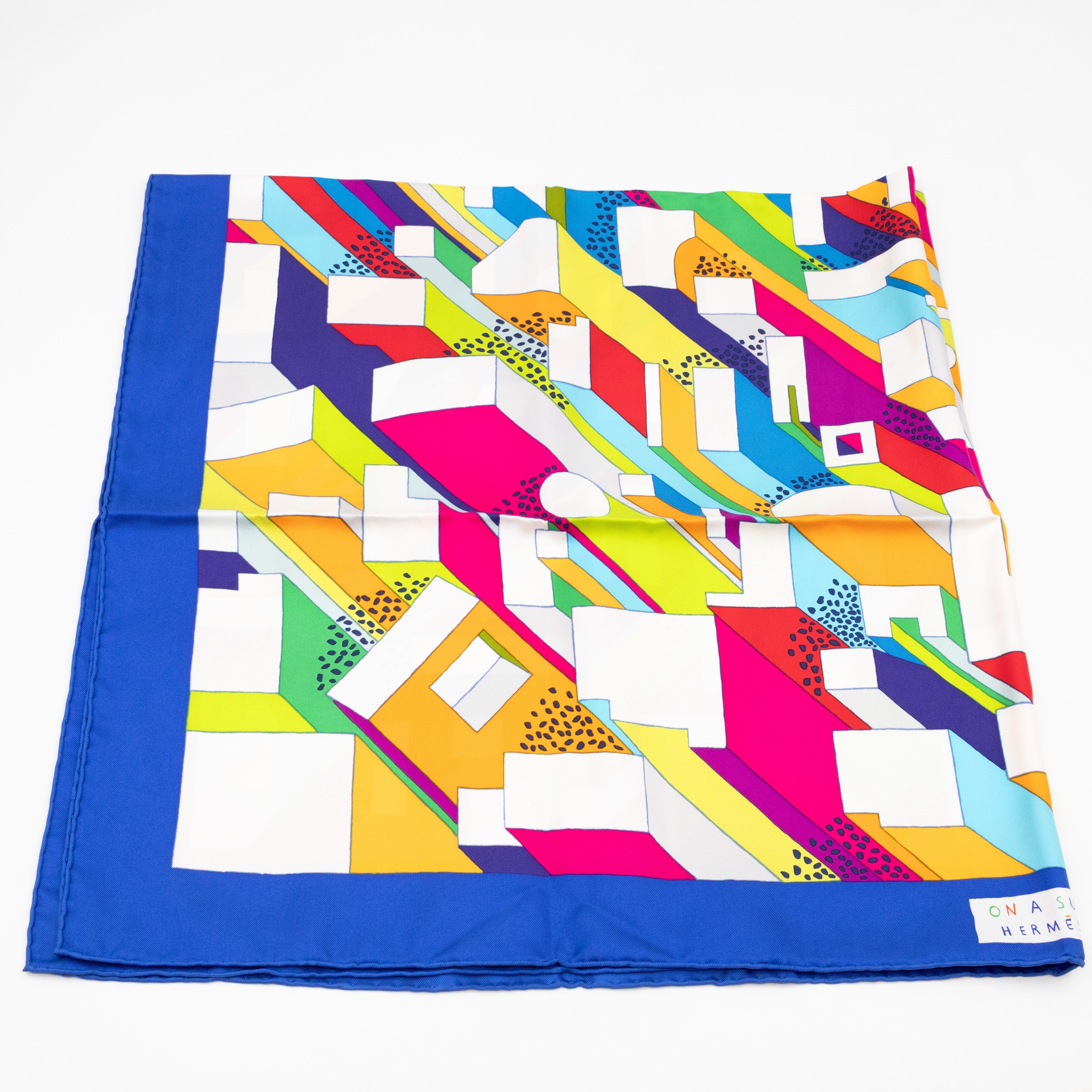 Silk Scarf 90 On A Summer Day Blue