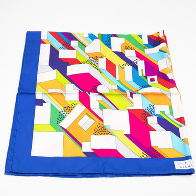 Silk Scarf 90 On A Summer Day Blue