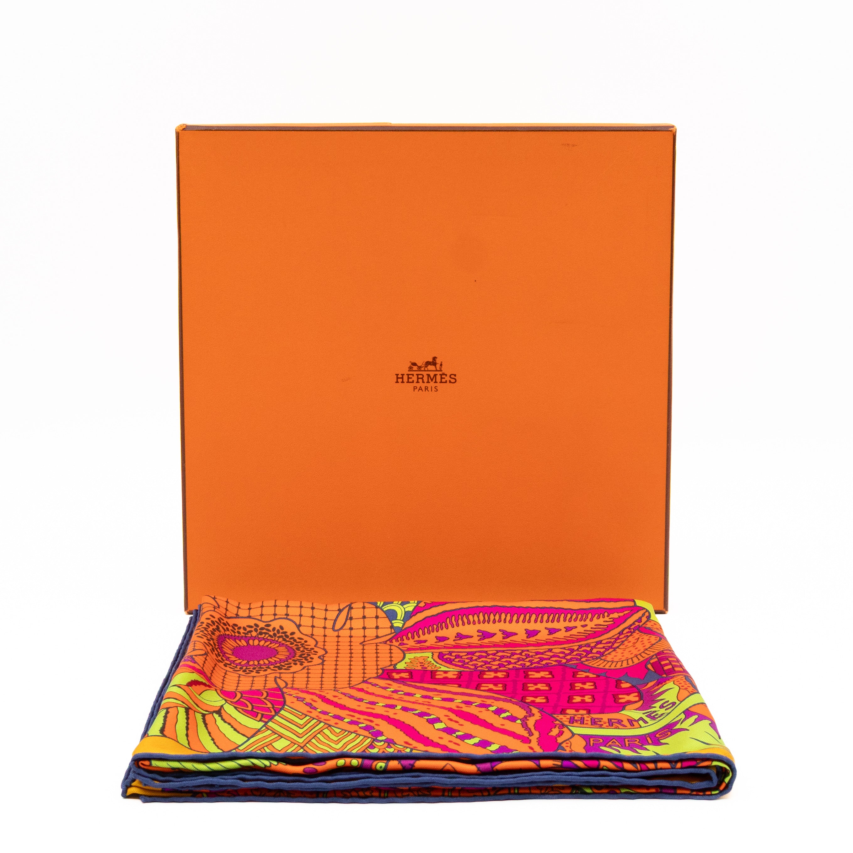 Silk Scarf 90 Fleurs d'Indiennes Orange