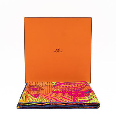 Silk Scarf 90 Fleurs d'Indiennes Orange