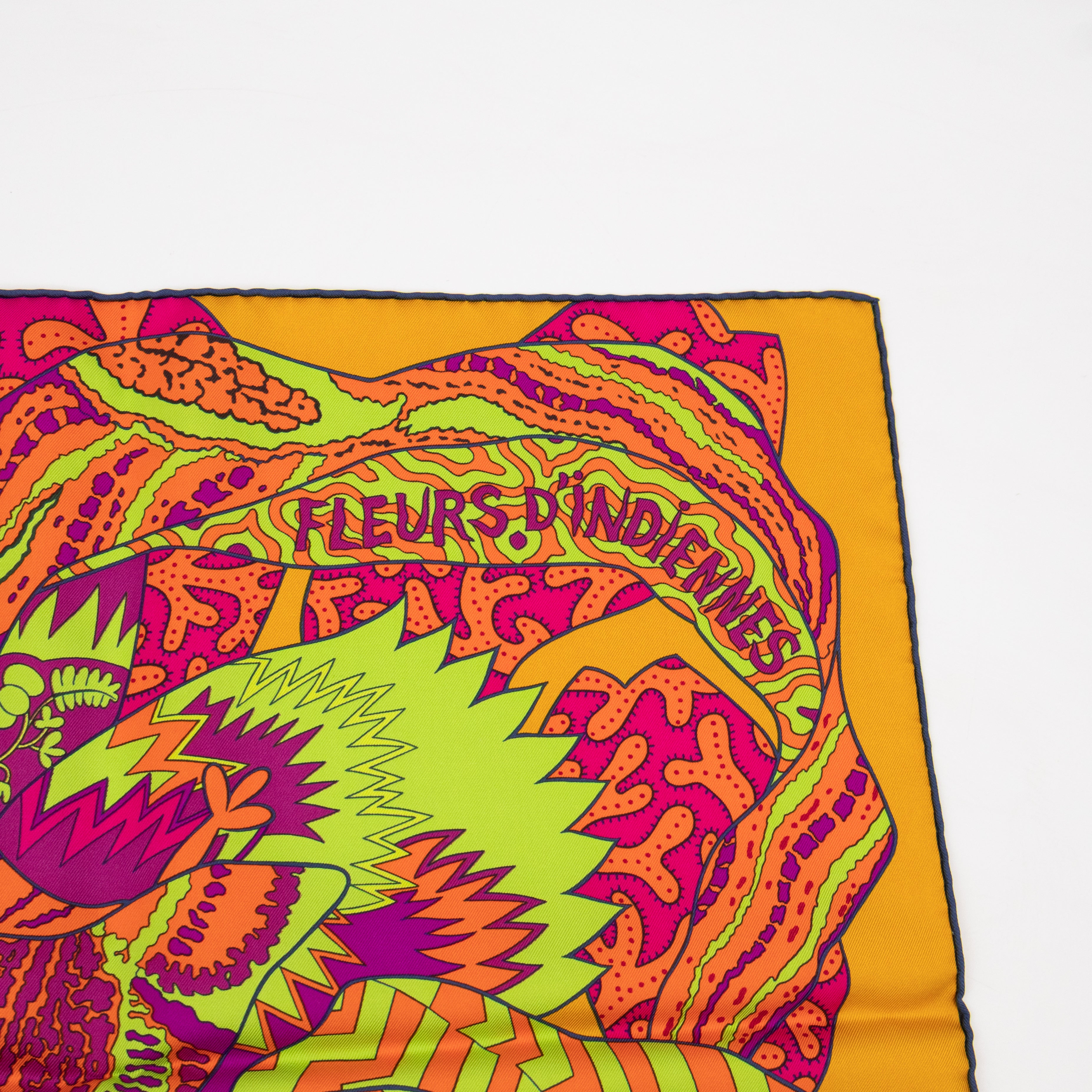 Silk Scarf 90 Fleurs d'Indiennes Orange