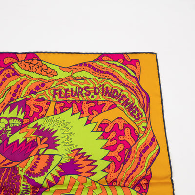 Silk Scarf 90 Fleurs d'Indiennes Orange