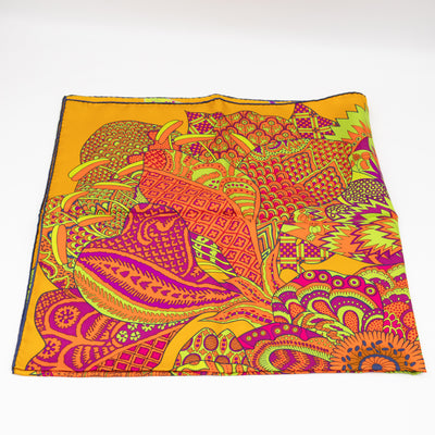 Silk Scarf 90 Fleurs d'Indiennes Orange