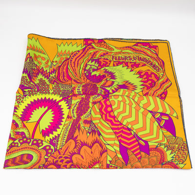Silk Scarf 90 Fleurs d'Indiennes Orange