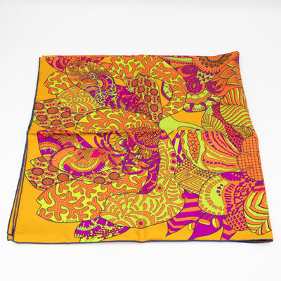 Silk Scarf 90 Fleurs d'Indiennes Orange