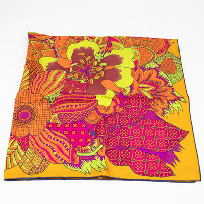 Silk Scarf 90 Fleurs d'Indiennes Orange