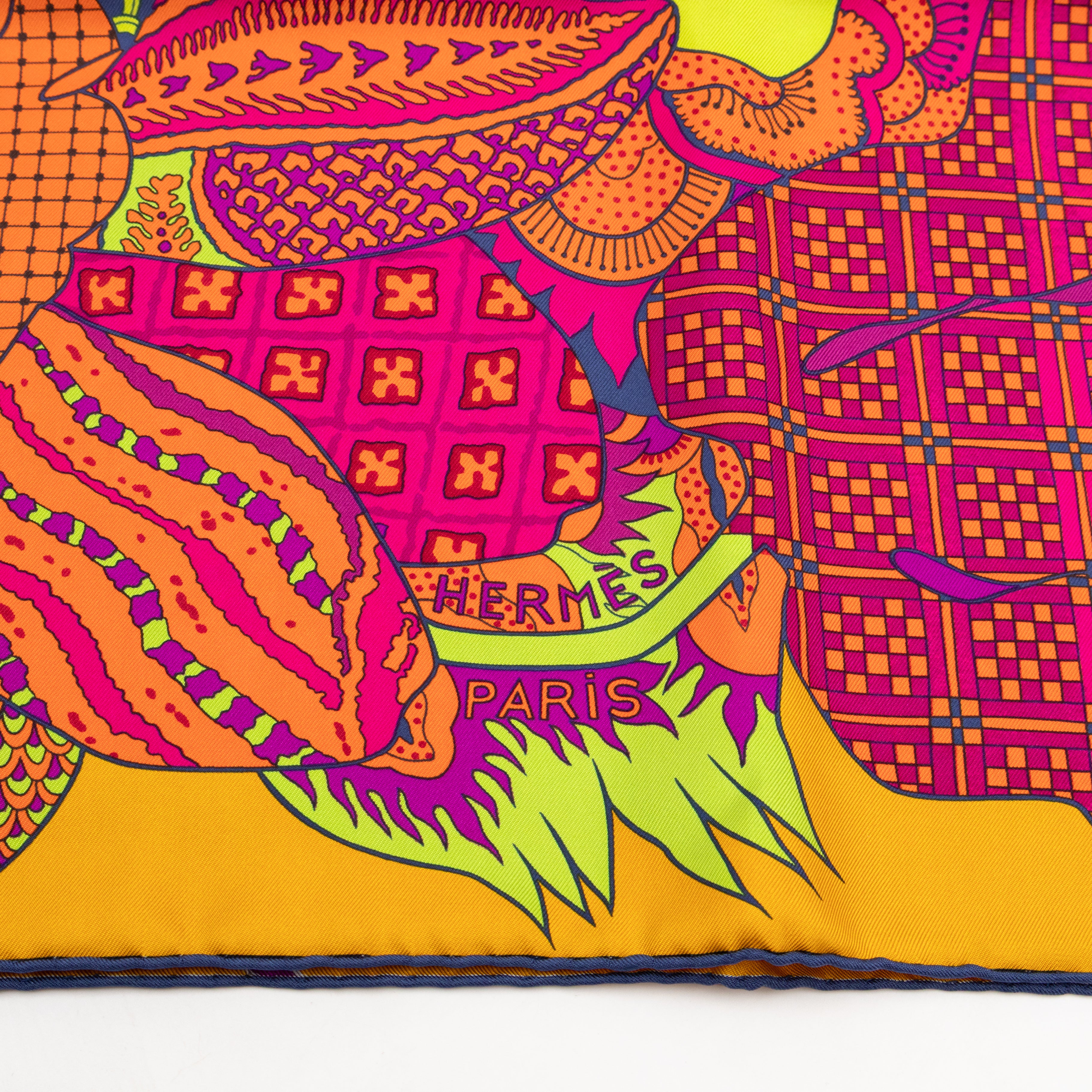 Silk Scarf 90 Fleurs d'Indiennes Orange