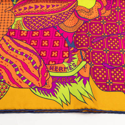 Silk Scarf 90 Fleurs d'Indiennes Orange