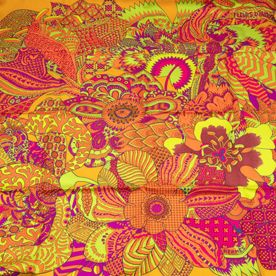 Silk Scarf 90 Fleurs d'Indiennes Orange