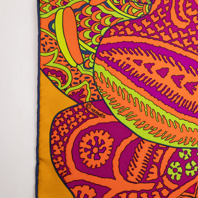 Silk Scarf 90 Fleurs d'Indiennes Orange