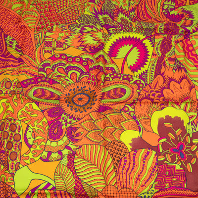 Silk Scarf 90 Fleurs d'Indiennes Orange