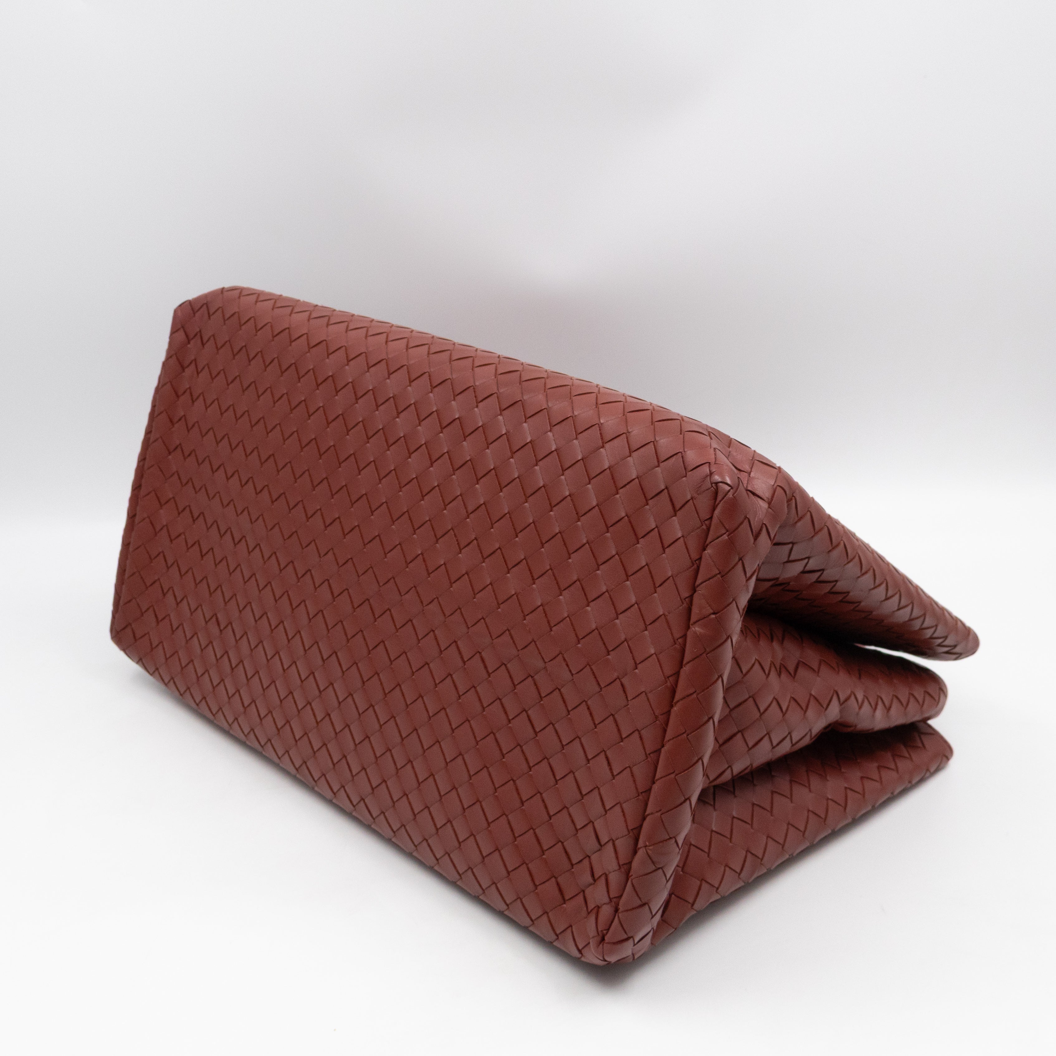 Roma Tote Large Brick Red Nappa Intrecciato Leather