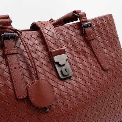 Roma Tote Large Brick Red Nappa Intrecciato Leather