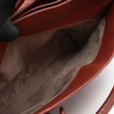 Roma Tote Large Brick Red Nappa Intrecciato Leather