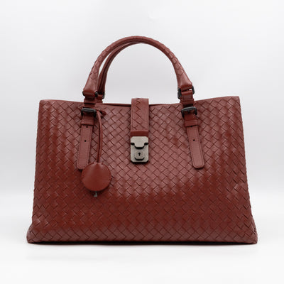 Roma Tote Large Brick Red Nappa Intrecciato Leather