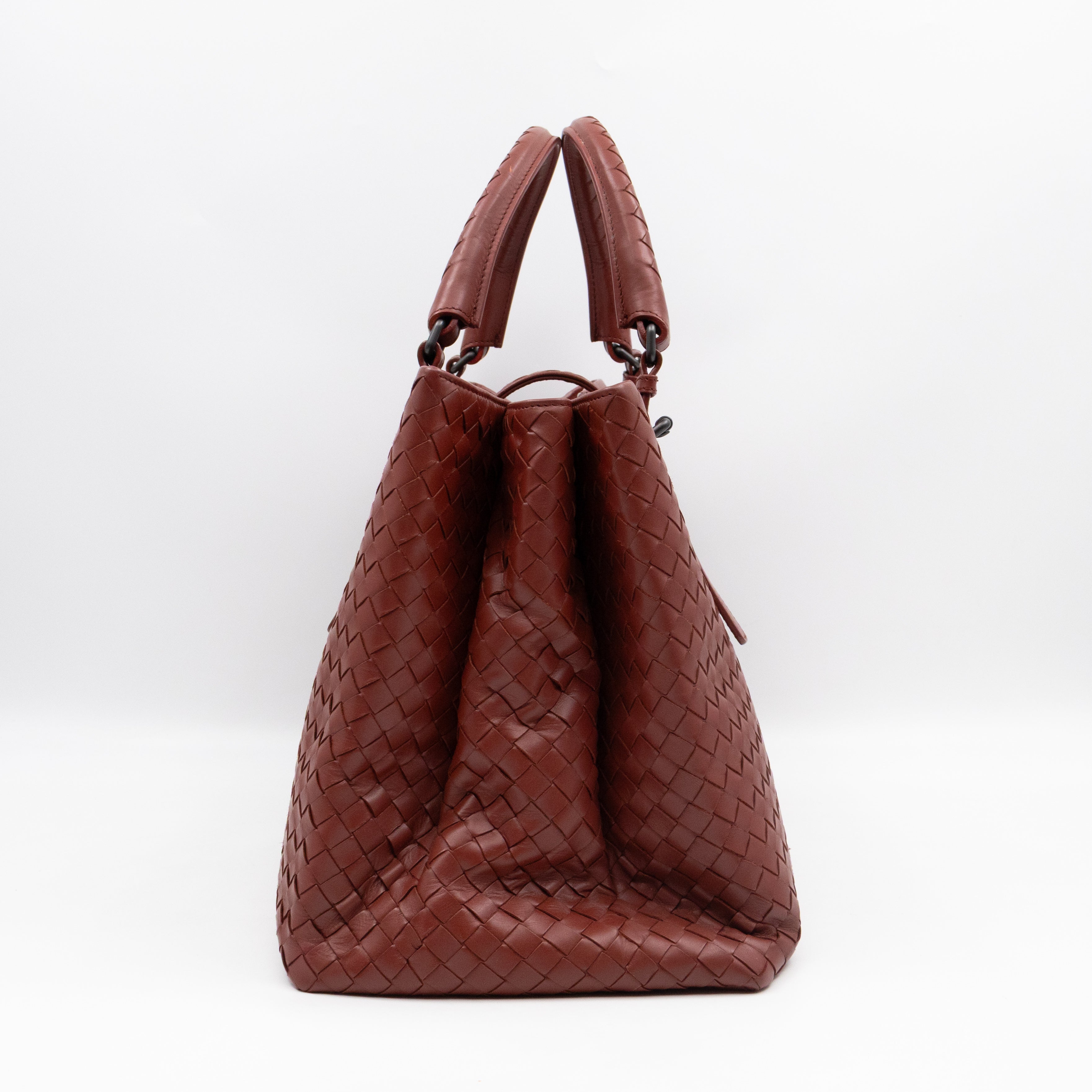 Roma Tote Large Brick Red Nappa Intrecciato Leather