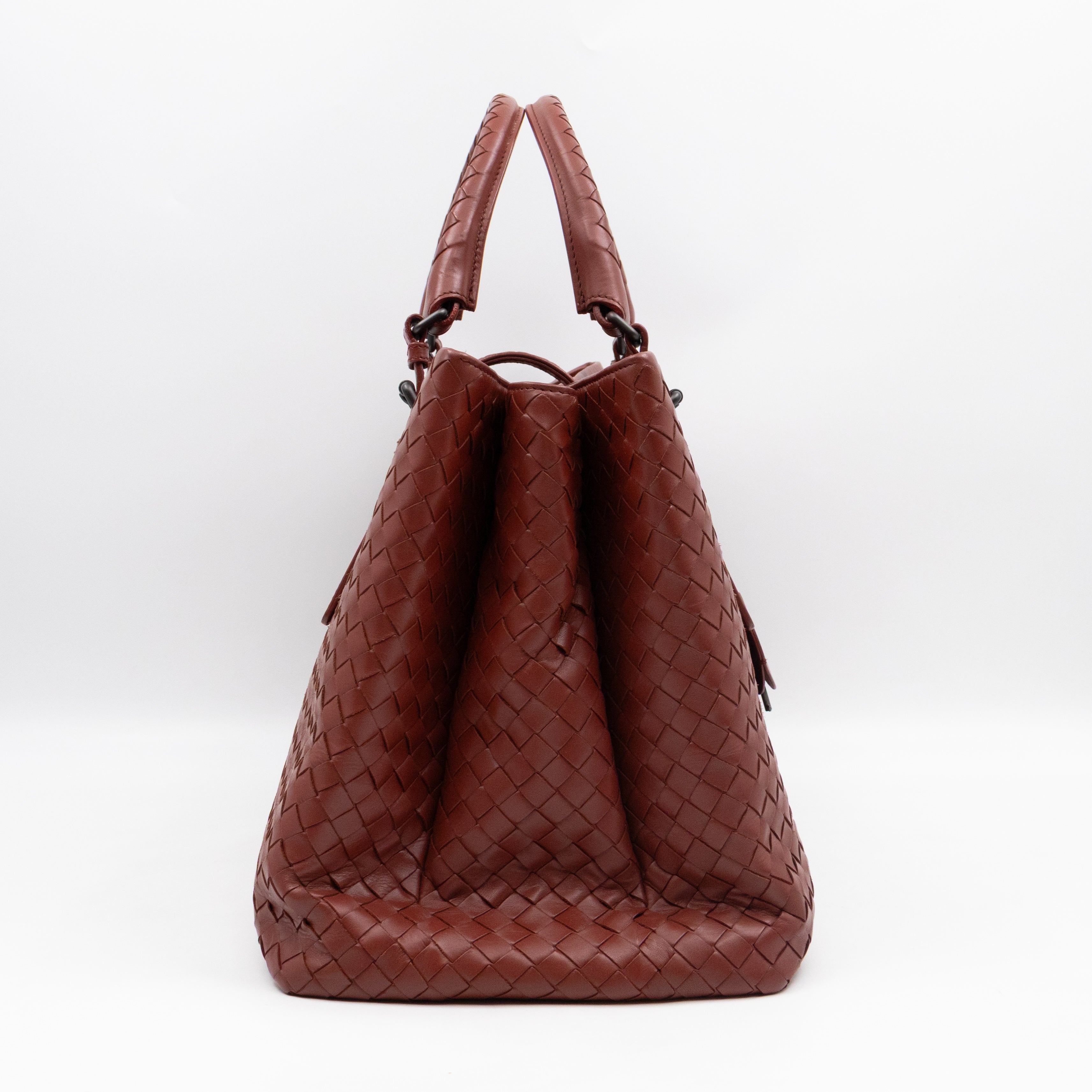 Roma Tote Large Brick Red Nappa Intrecciato Leather