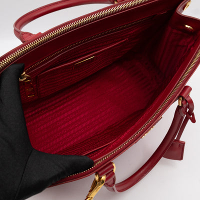 Galleria Large Double Zip Red Saffiano Leather