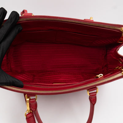 Galleria Large Double Zip Red Saffiano Leather