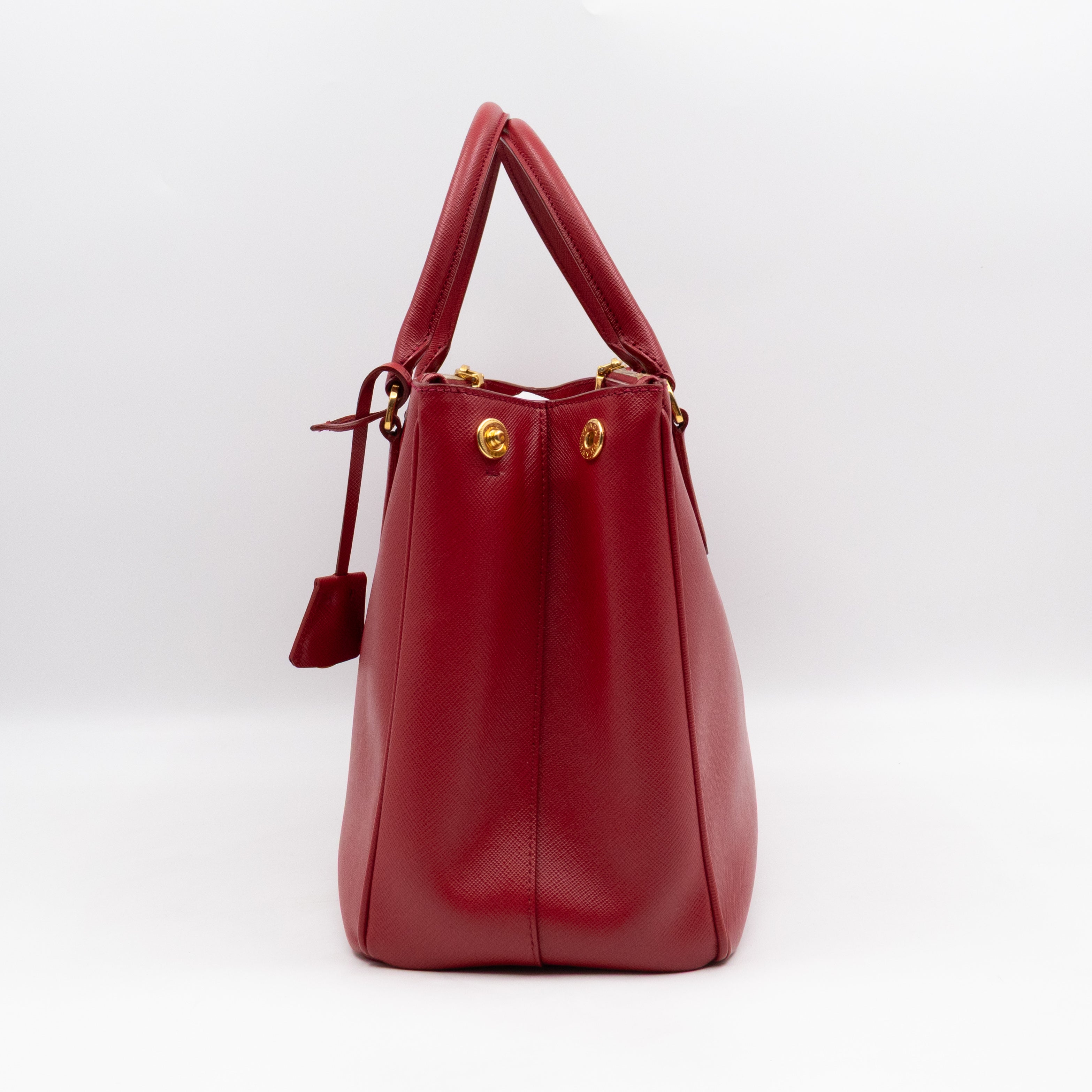 Galleria Large Double Zip Red Saffiano Leather