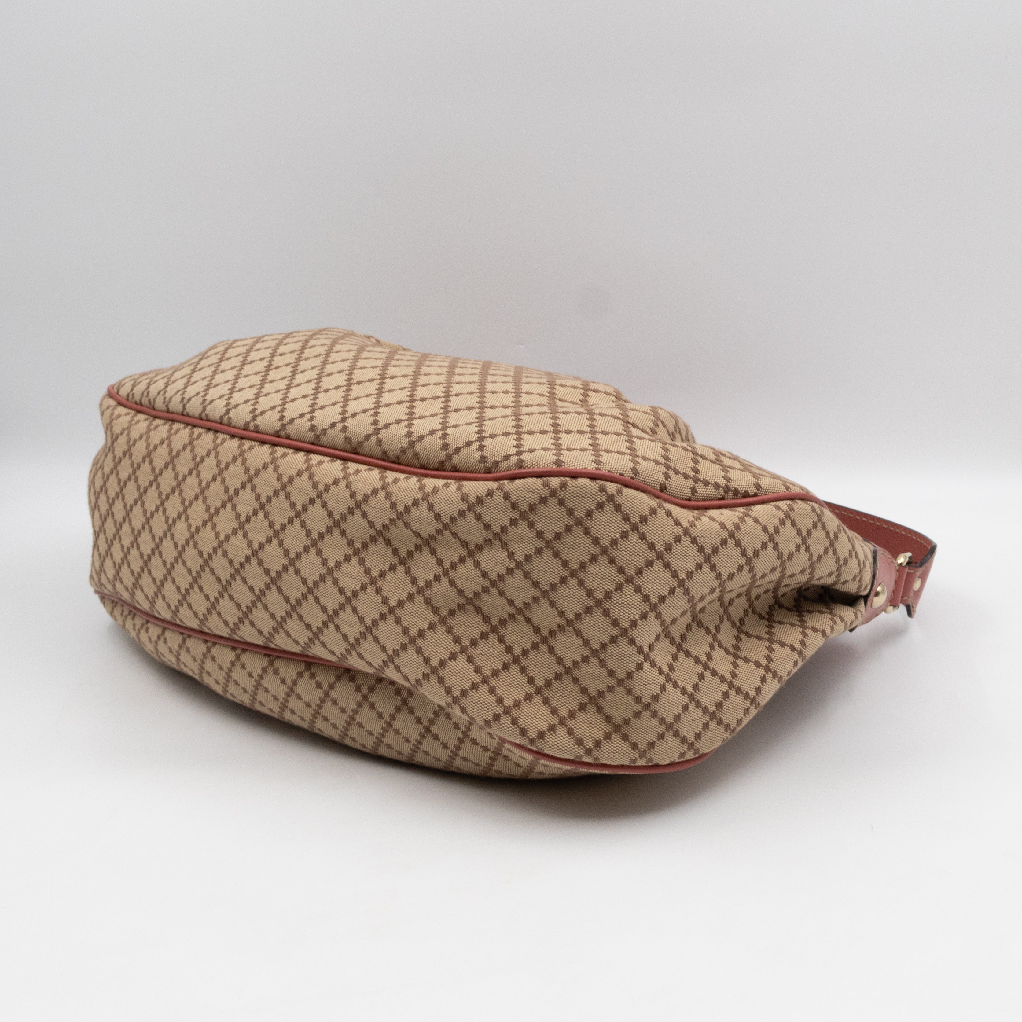 Sukey Medium Hobo Tote Bag Beige Diamante Canvas Pink