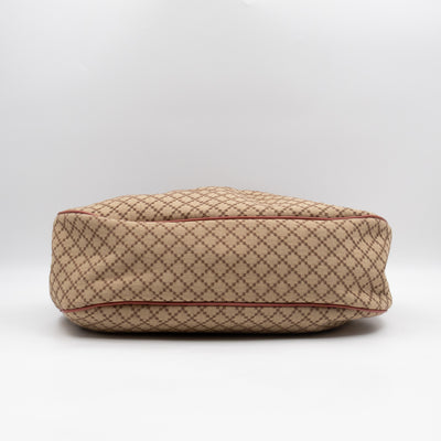 Sukey Medium Hobo Tote Bag Beige Diamante Canvas Pink