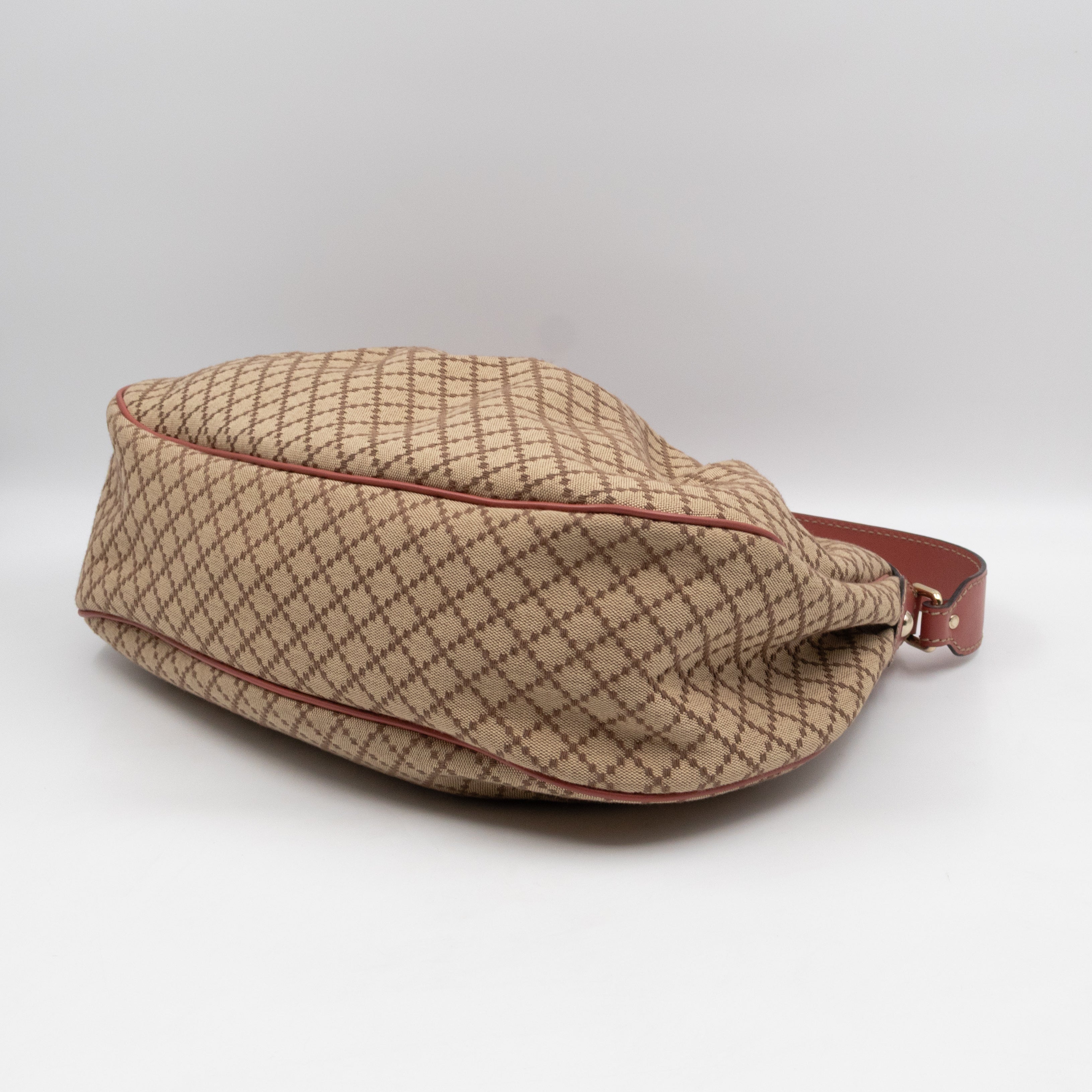 Sukey Medium Hobo Tote Bag Beige Diamante Canvas Pink