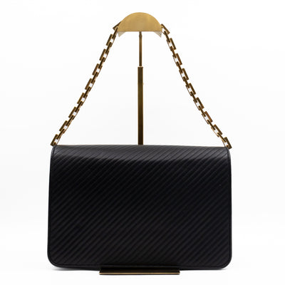 Babylone Flap Shoulder Bag Black Quilted Lambskin Leather