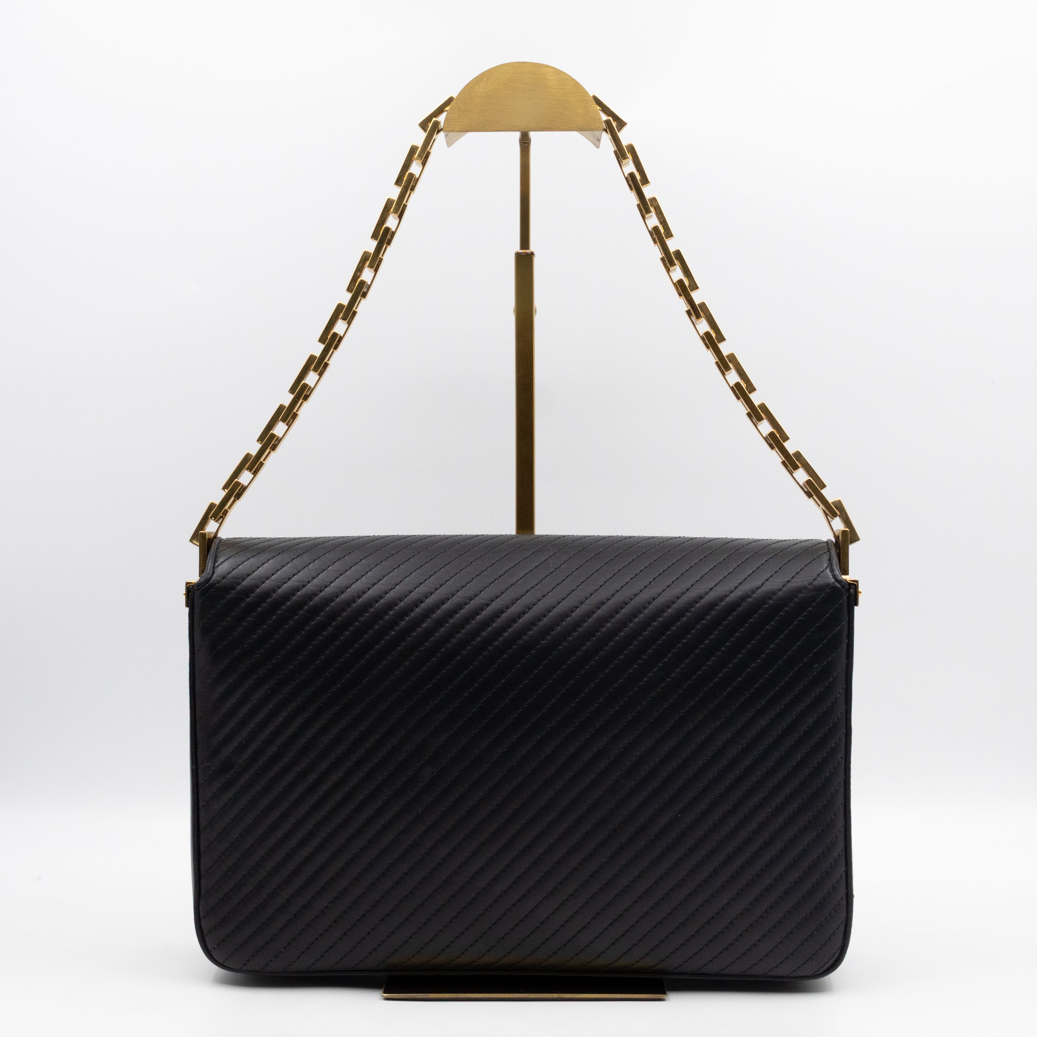 Babylone Flap Shoulder Bag Black Quilted Lambskin Leather